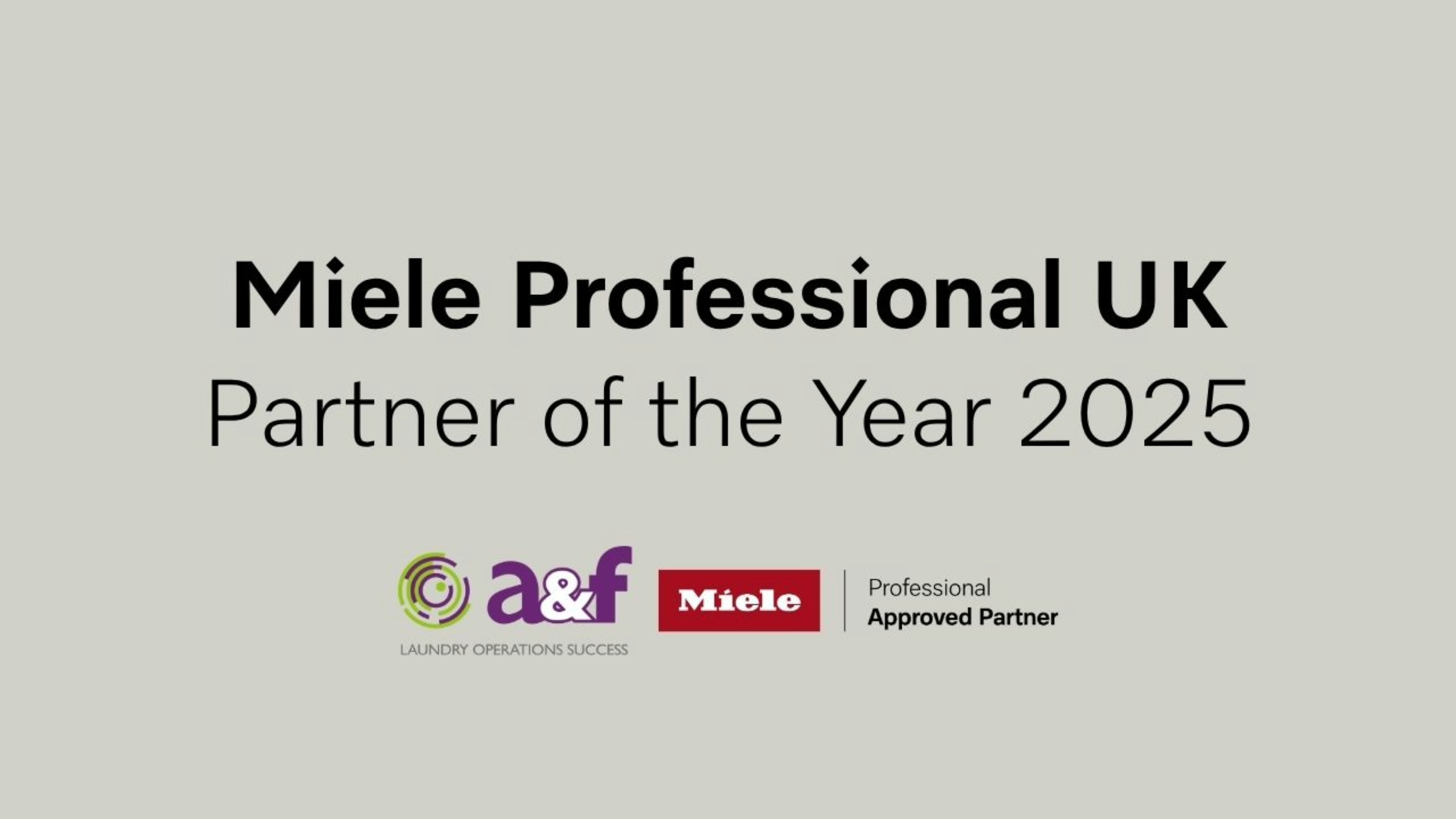 a&f receiving the Miele Professional UK Partner of the Year award for 2025